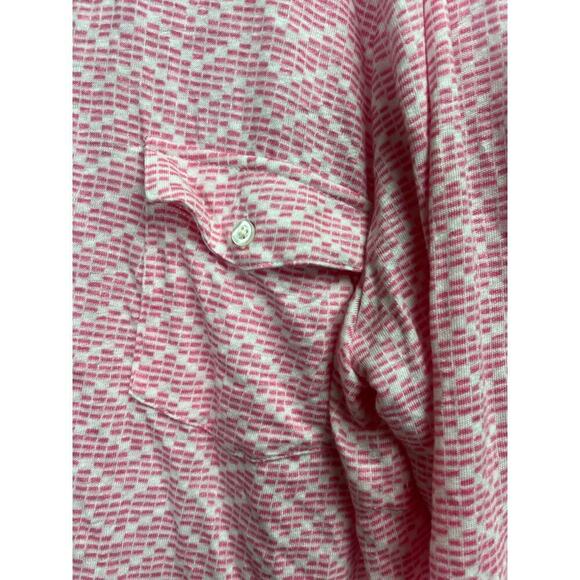J.Mclaughlin Brynn Linen Shirt in Marche Geo Pink White Zigzag XL - Picture 5 of 13
